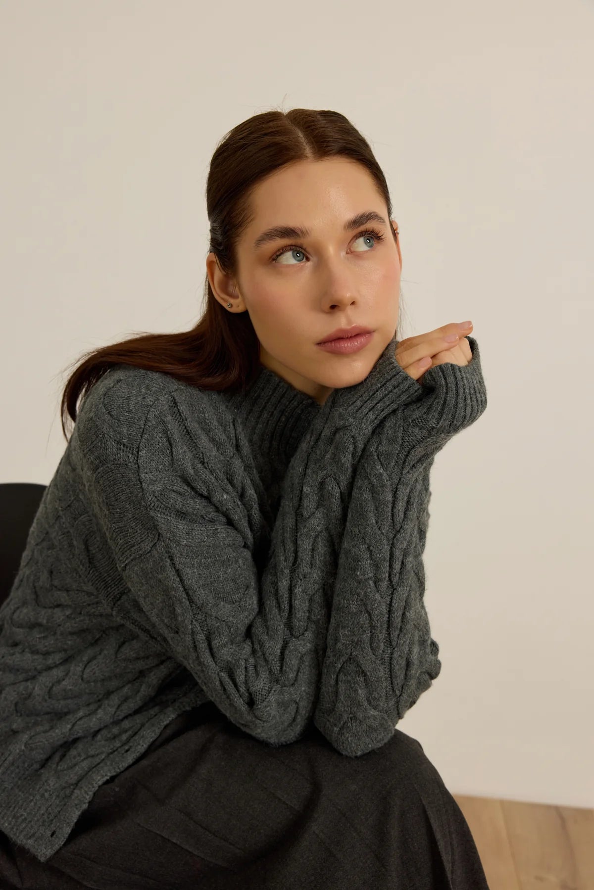 CARDIGAN EN LAINE - GRIS PIERRE