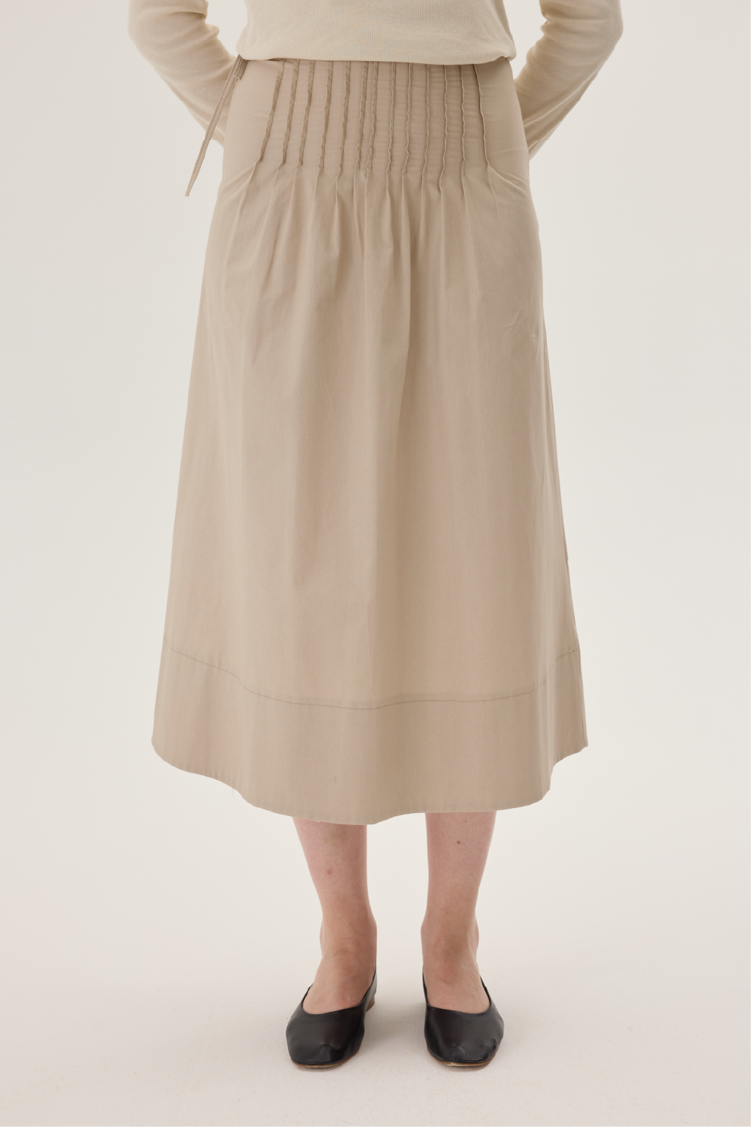 JUPE À PLIS NERVURES - BEIGE BLÉ