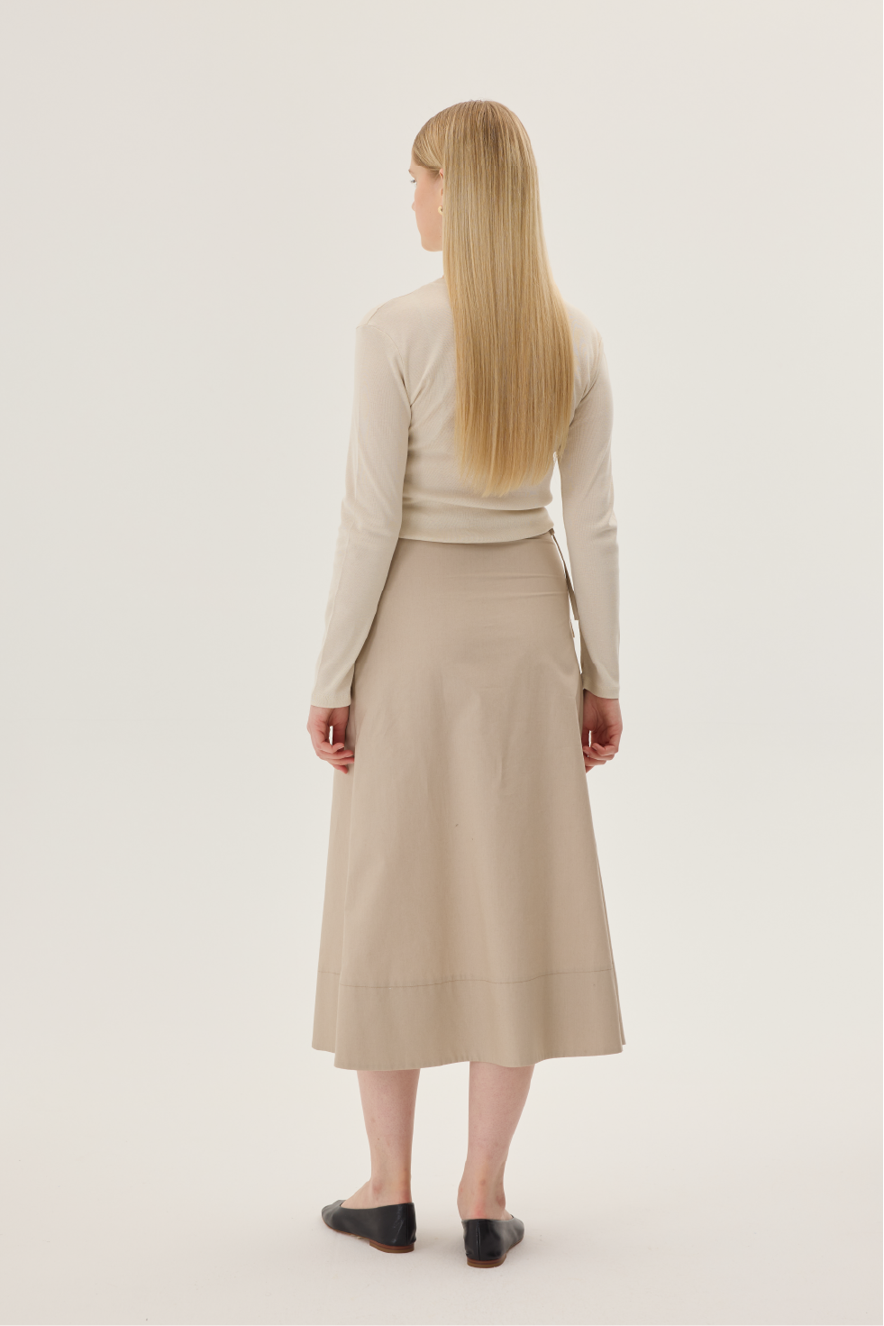JUPE À PLIS NERVURES - BEIGE BLÉ