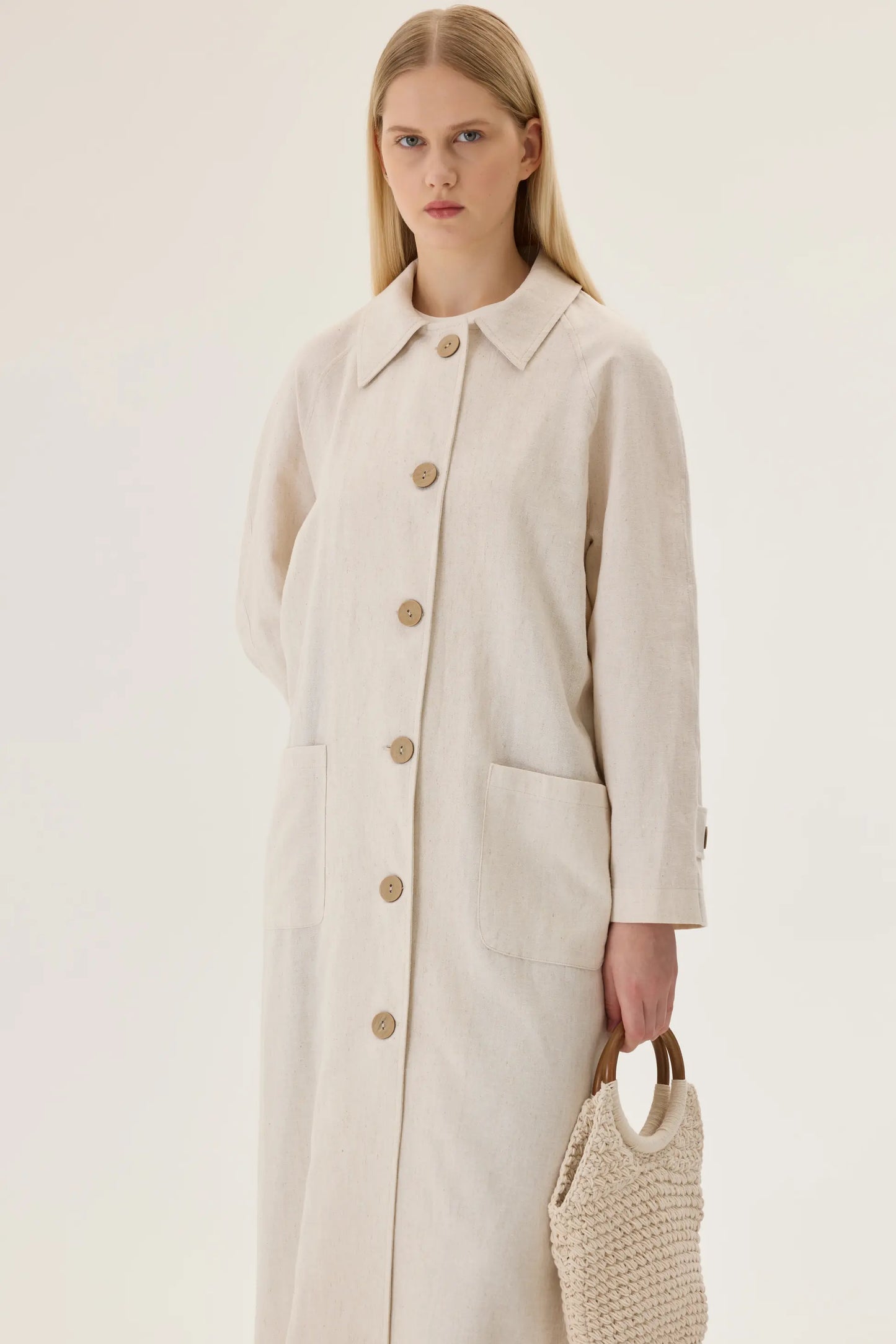 TRENCH-COAT EN LIN BIOLOGIQUE - BEIGE IVOIRE