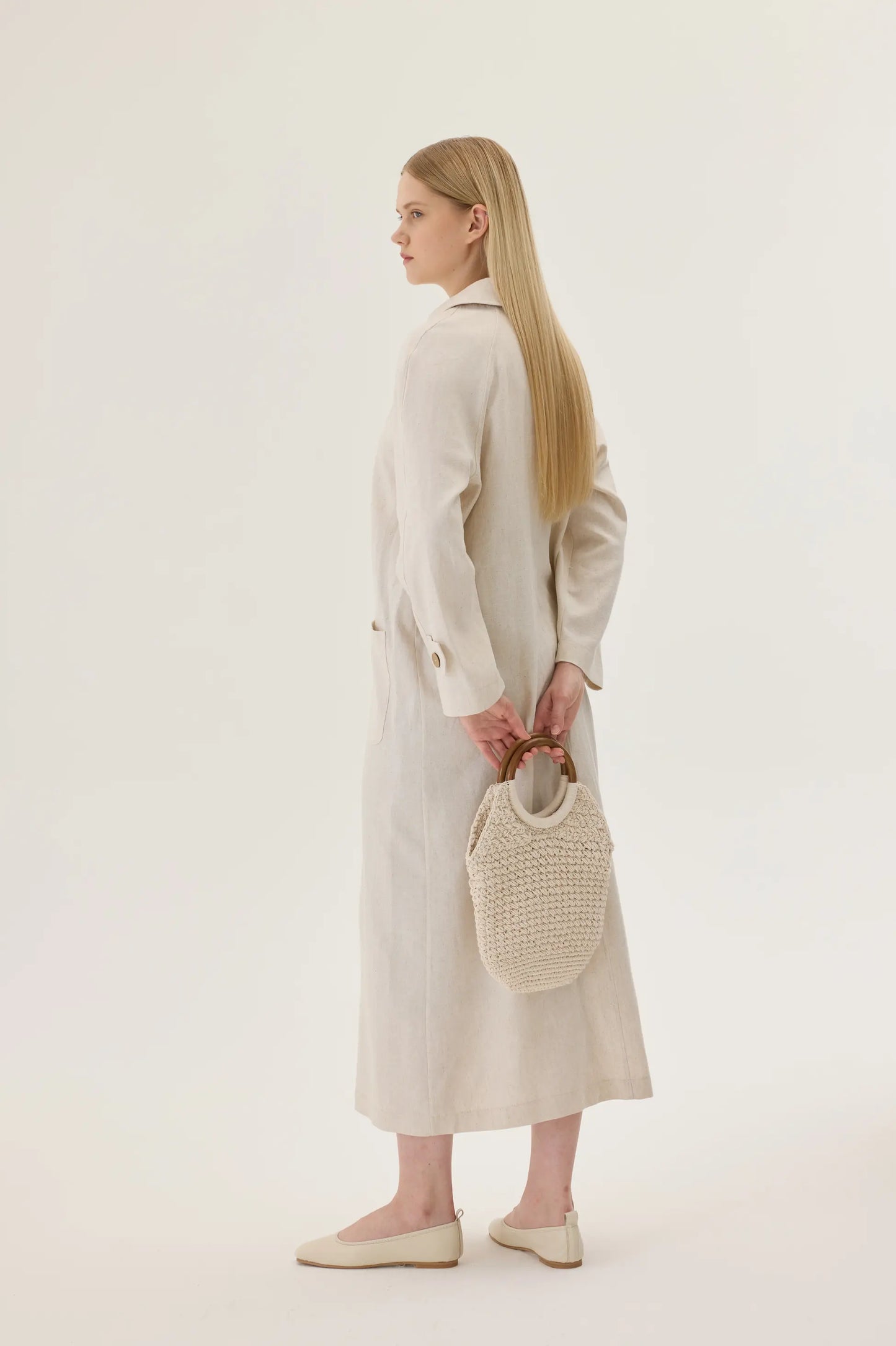 TRENCH-COAT EN LIN BIOLOGIQUE - BEIGE IVOIRE
