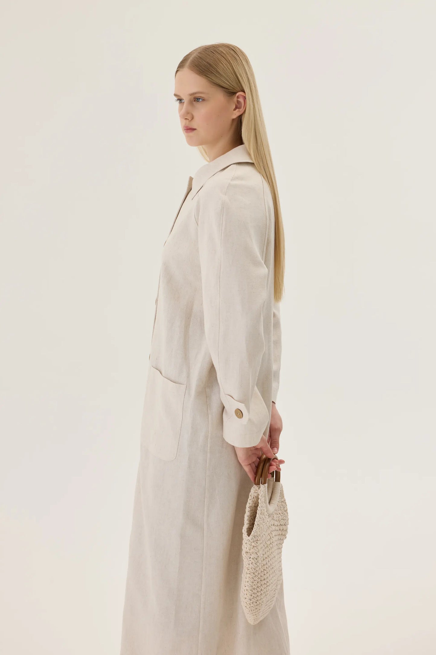 TRENCH-COAT EN LIN BIOLOGIQUE - BEIGE IVOIRE