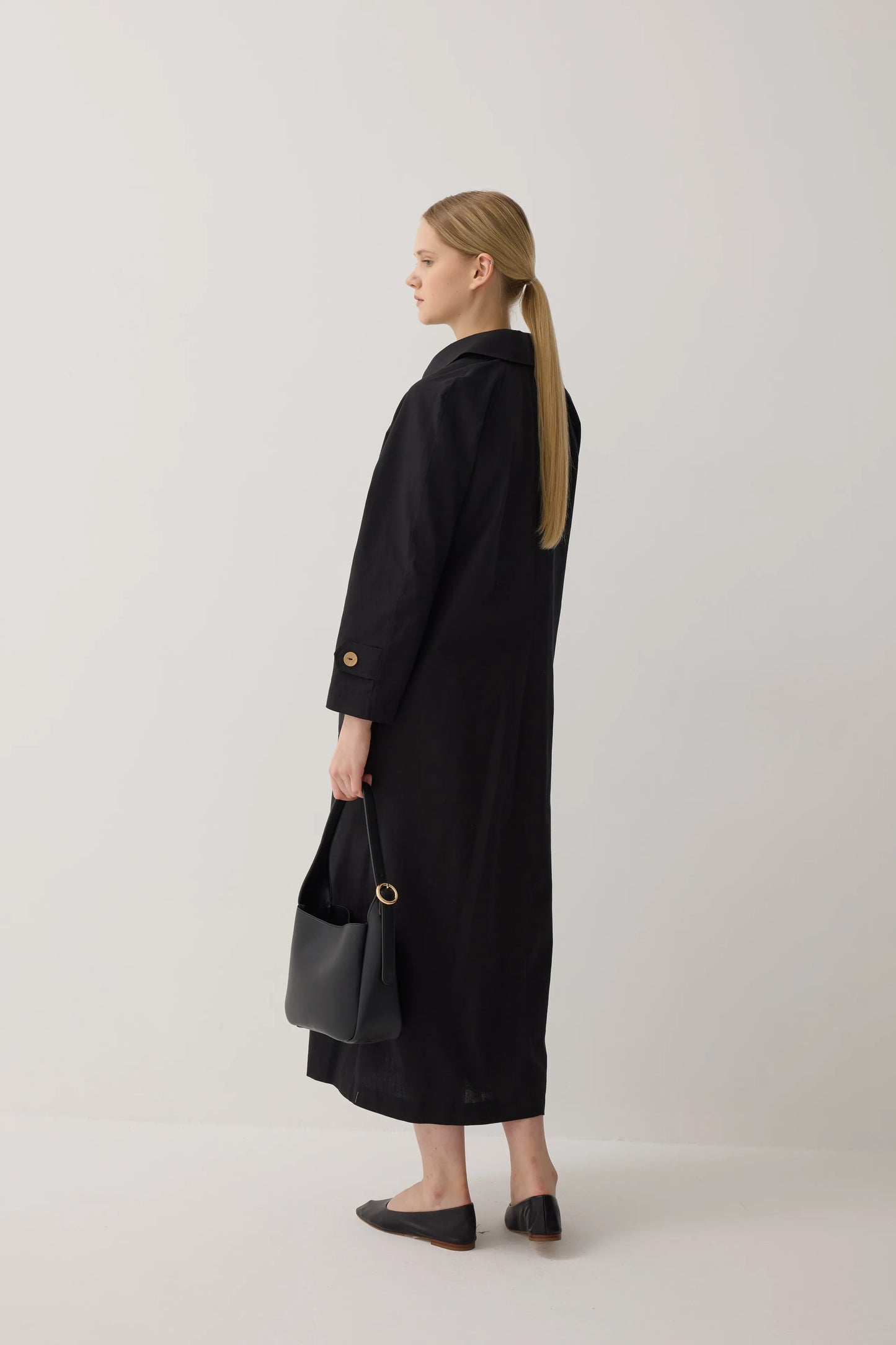 TRENCH-COAT EN LIN BIOLOGIQUE - NOIR