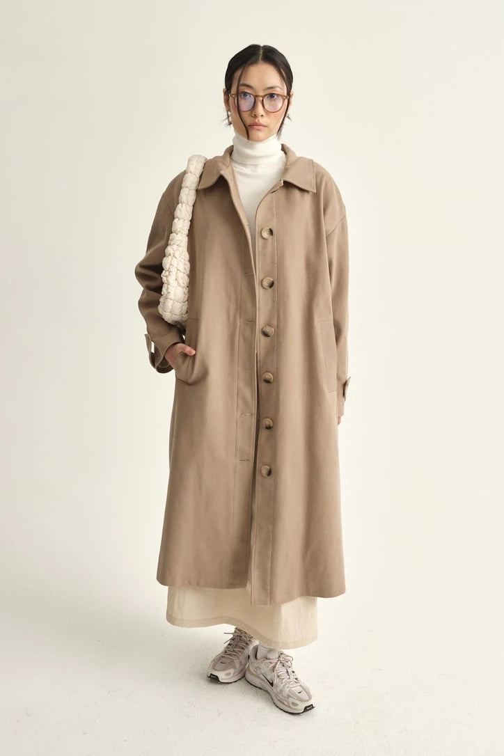 TRENCH-COAT EN GABARDINE DE COTON - BEIGE MINK