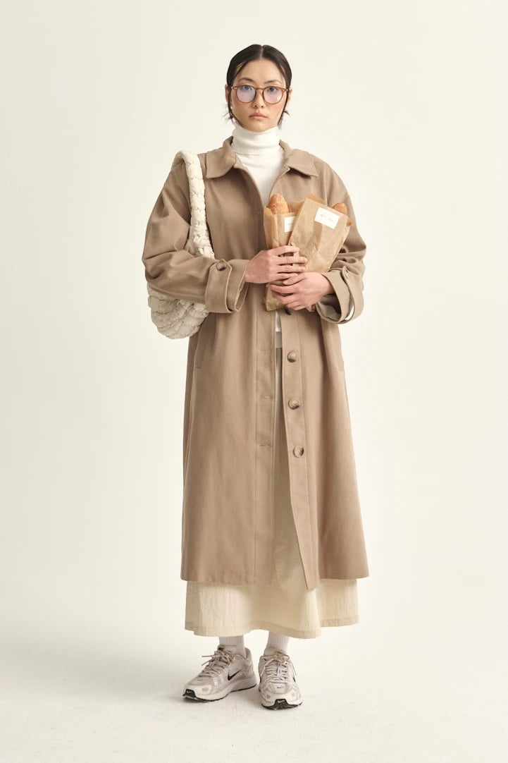 TRENCH-COAT EN GABARDINE DE COTON - BEIGE MINK