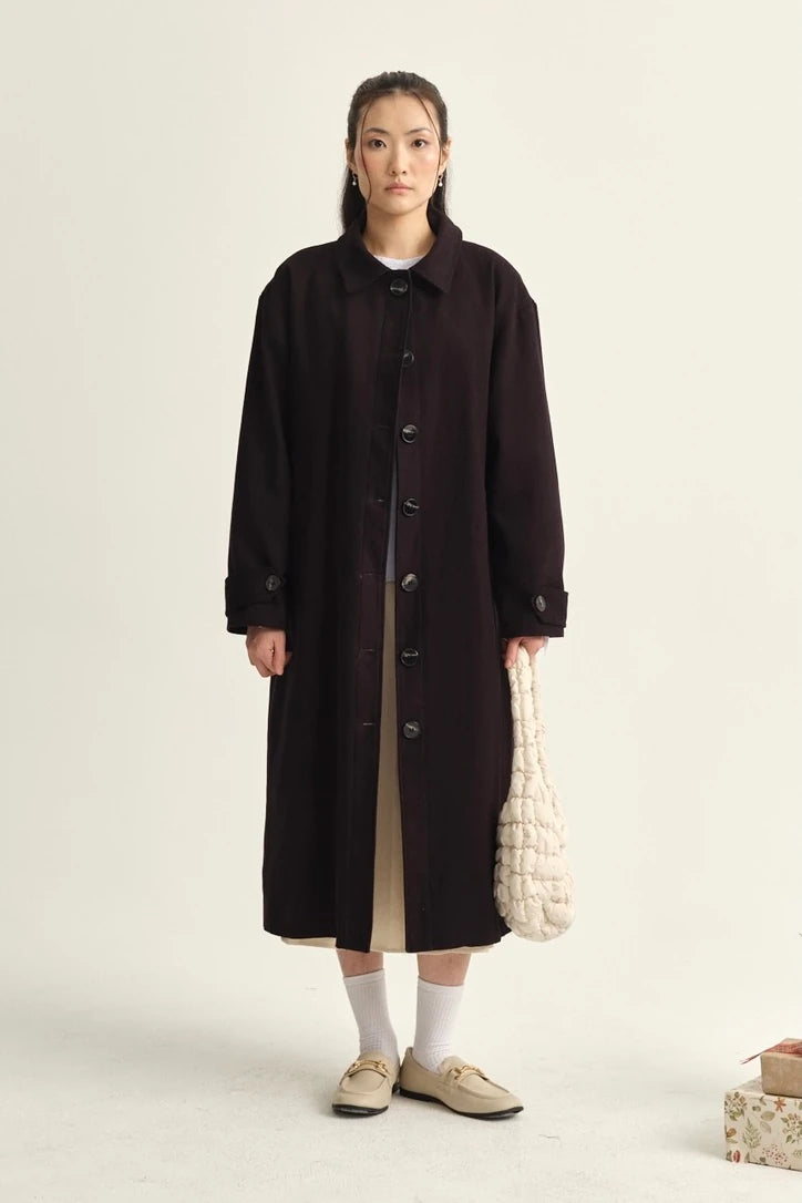 TRENCH-COAT EN GABARDINE DE COTON - NOIR