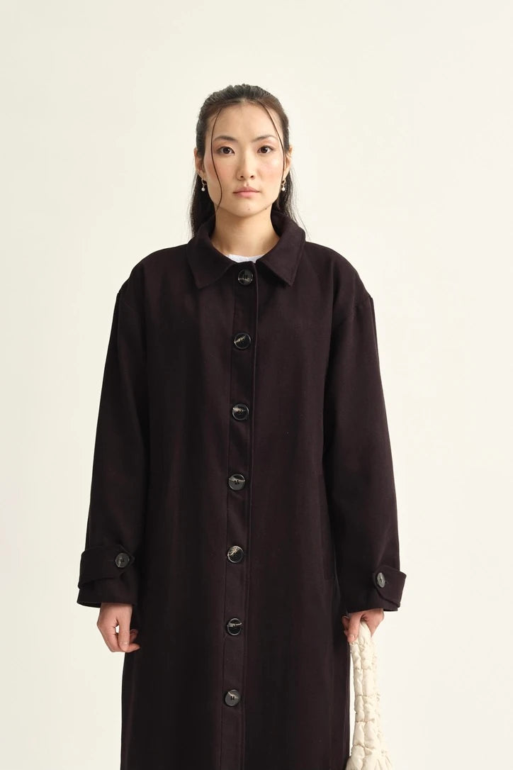 TRENCH-COAT EN GABARDINE DE COTON - NOIR