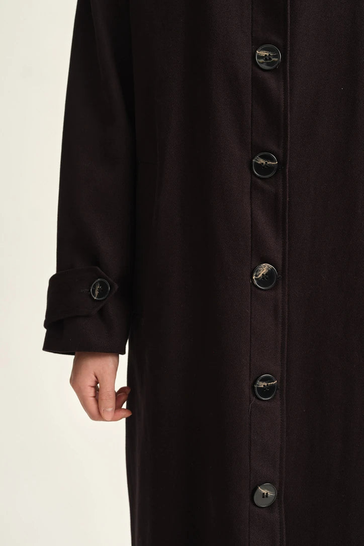 TRENCH-COAT EN GABARDINE DE COTON - NOIR
