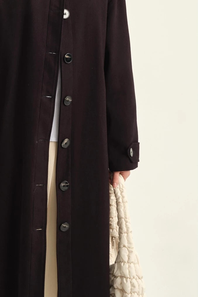 TRENCH-COAT EN GABARDINE DE COTON - NOIR