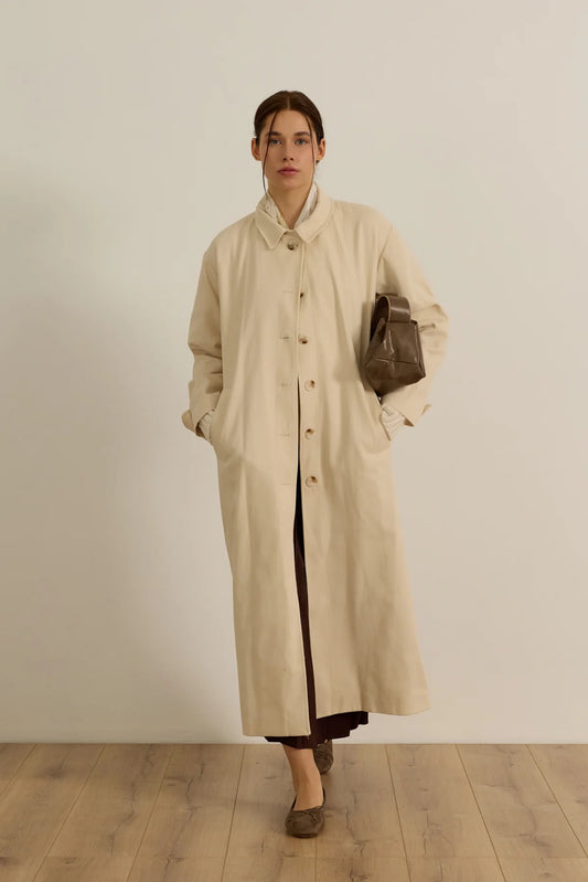 TRENCH-COAT EN GABARDINE DE COTON - VANILLE