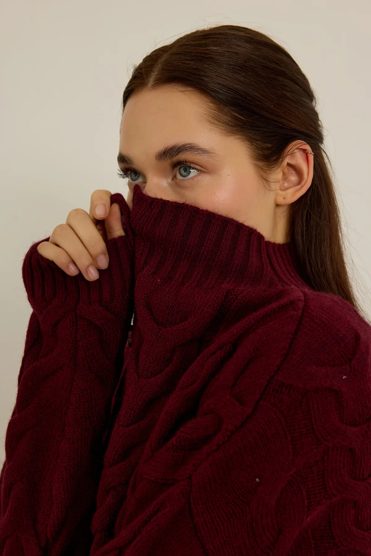 CARDIGAN EN LAINE - BORDEAUX