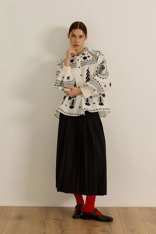 JUPE PLISSÉE - NOIR OBSIDIENNE