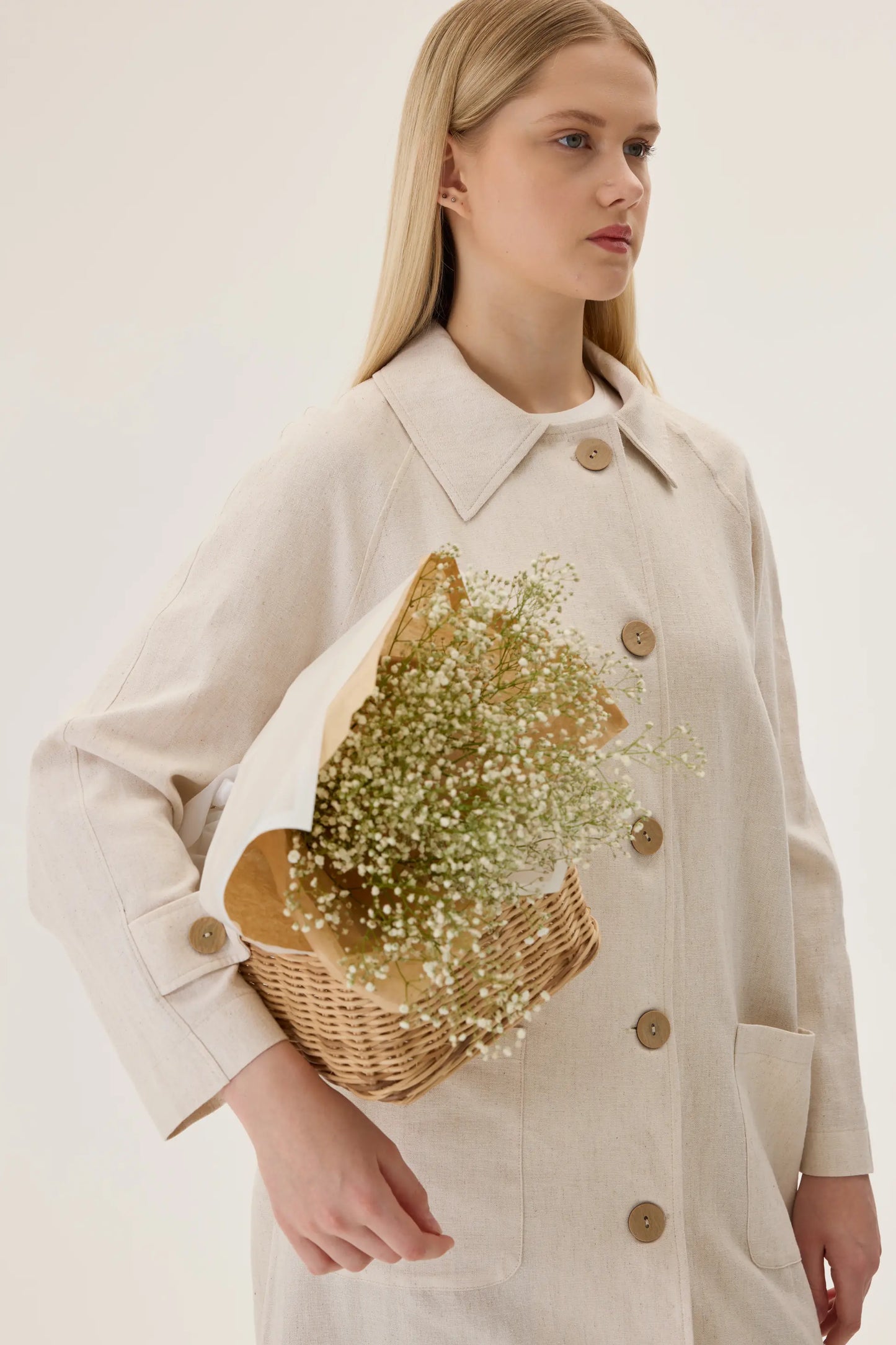 TRENCH-COAT EN LIN BIOLOGIQUE - BEIGE IVOIRE