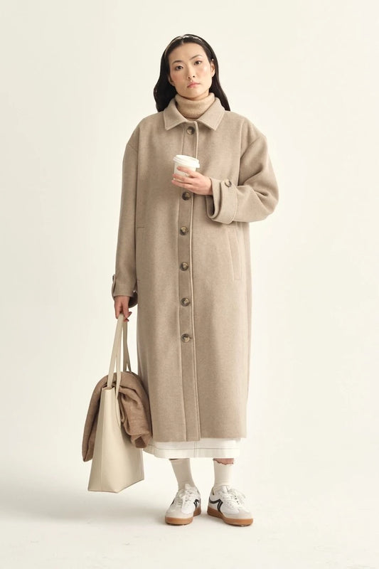 MANTEAU EN SOIE - BEIGE TUSCANY