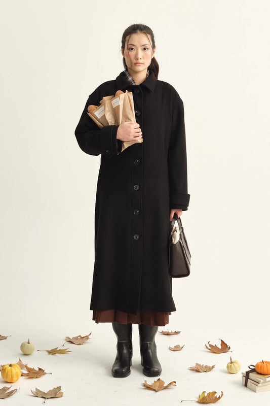 MANTEAU EN SOIE - NOIR