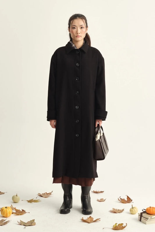 MANTEAU EN SOIE - NOIR