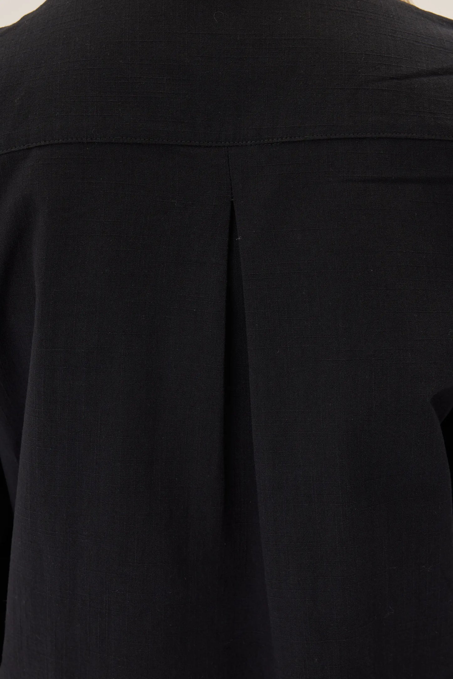 ROBE EN LIN À BOUTONS BOISÉS - NOIRE