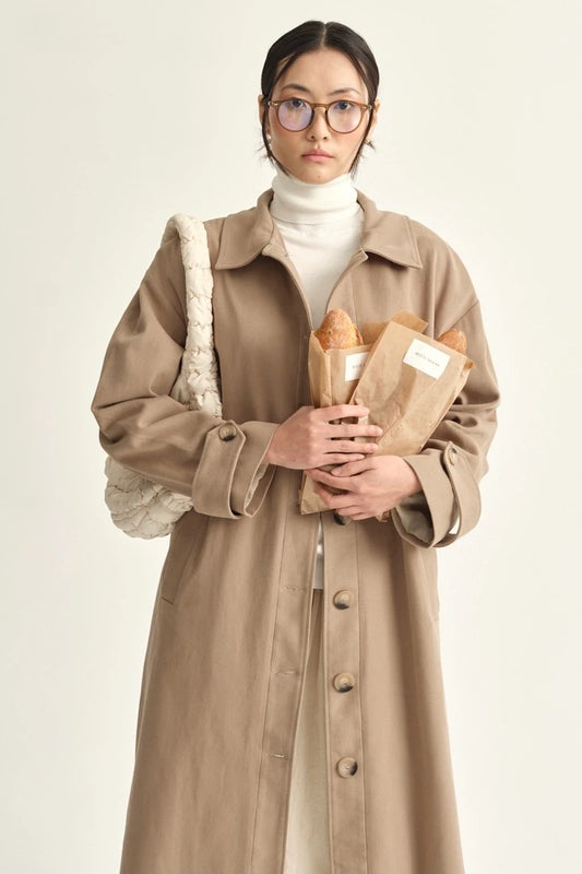 TRENCH-COAT EN GABARDINE DE COTON - BEIGE MINK