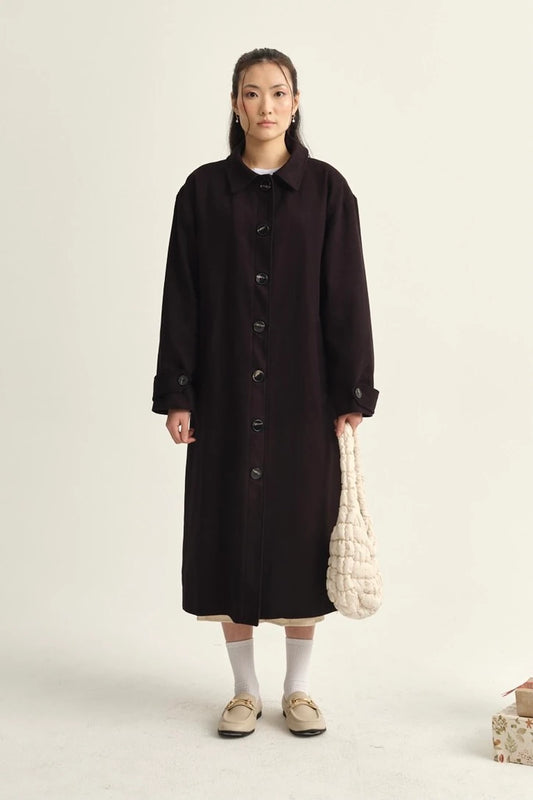 TRENCH-COAT EN GABARDINE DE COTON - NOIR