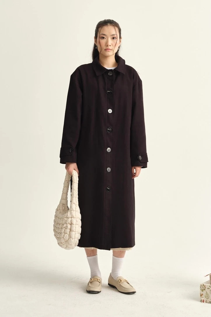 TRENCH-COAT EN GABARDINE DE COTON - NOIR
