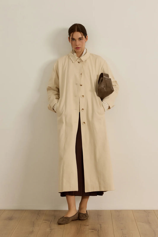 TRENCH-COAT EN GABARDINE DE COTON - VANILLE